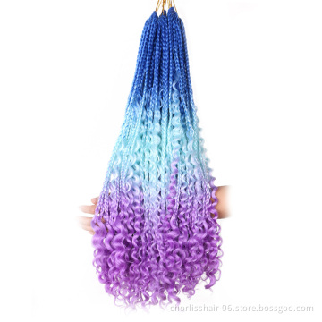 Messy Goddess Bohemian Box braids Un-ruly Synthetic Crochet Hair Bohemian Hair With Curls 12inch Boho Braided Hair Extension